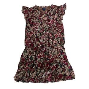 Ralph Lauren Girls Size 16 XL Drop Waist Ruffle Flutter Sleeves Floral Dress